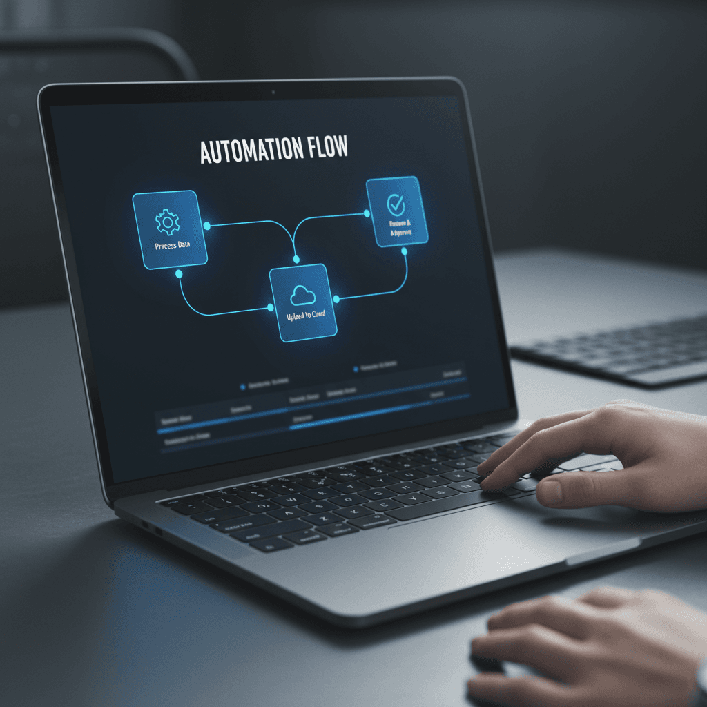 Task automation dashboard with AI workflow nodes